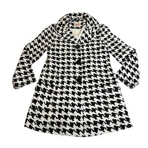 Kate Spade Houndstooth A-Line Button Up Coat Size S Holidays Preppy Classic
